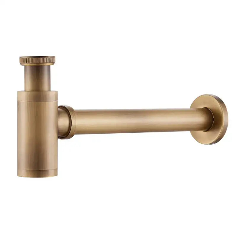 Modern brushed gold brass basin p-trap with matte finish and threaded cap for decorbites brass basin sink drain
