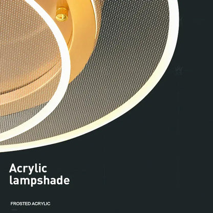 Modern brushed gold double layer 60cm led ceiling light with frosted acrylic lampshade featuring concentric rings decorbites double layer