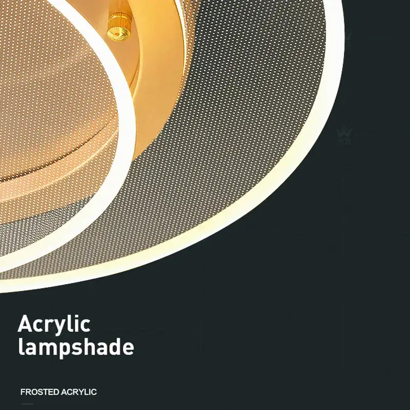 Modern brushed gold double layer 60cm led ceiling light with concentric rings and polished electroplated finish decorbites double layer