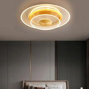 Modern brushed gold double layer 60cm ceiling light with concentric warm white led rings for living room decorbites double layer