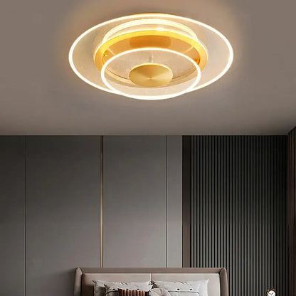 Modern brushed gold double layer 60cm ceiling light with concentric warm white led rings for living room decorbites double layer