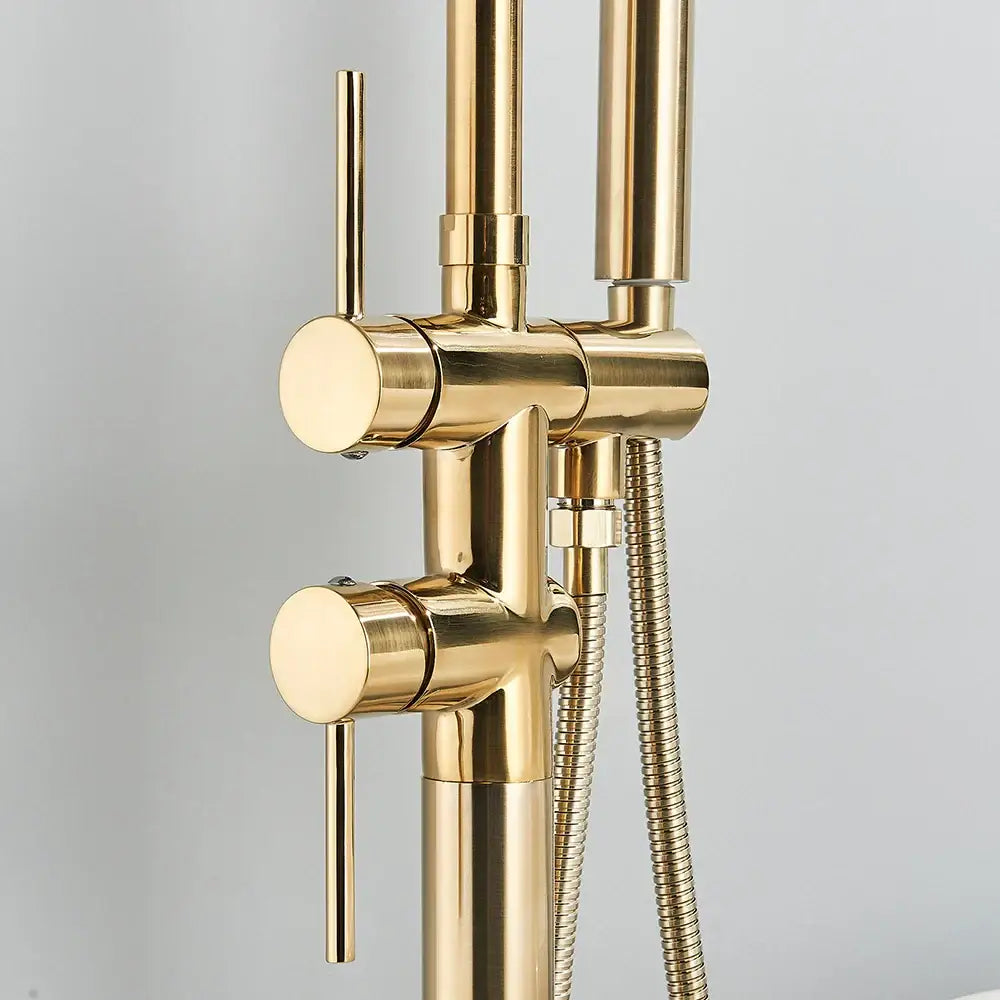 Modern brushed gold freestanding bathtub faucet with gold freestanding bathtub design and decorbites brushed gold finish