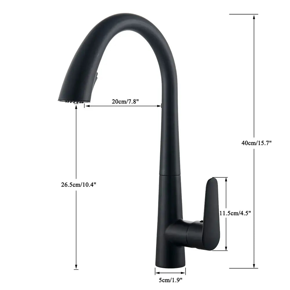 Black matte pull-down kitchen faucet with sleek modern design complementing decorbites brushed gold gourmet style