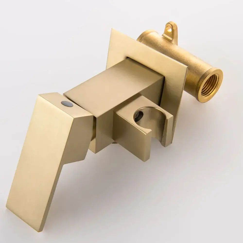 Modern brushed gold hand bidet sprayer kit featuring a gold-finished bathroom faucet with showerhead mount