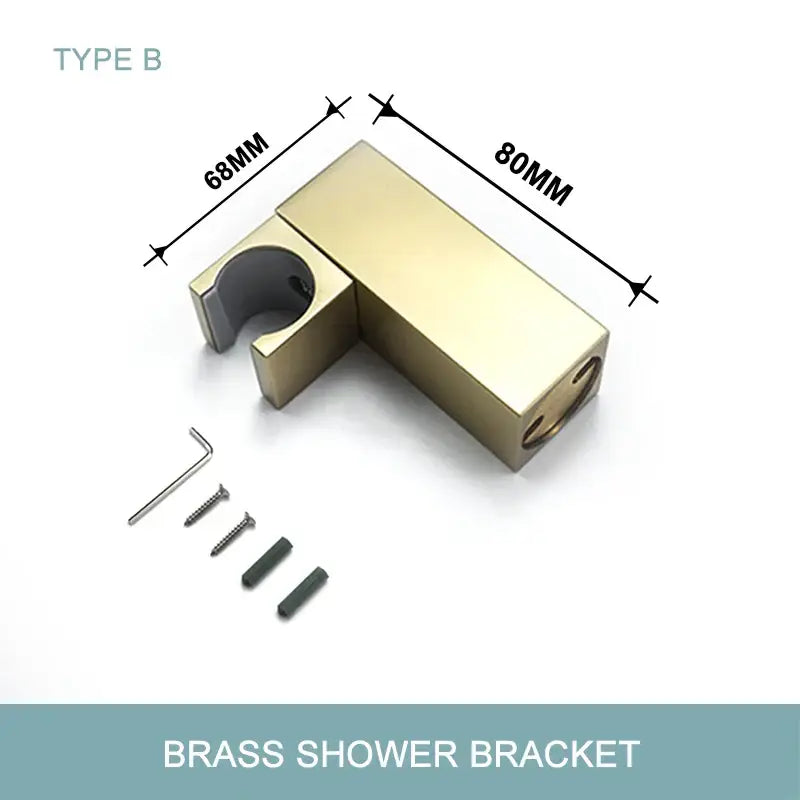 Modern brushed gold hand shower brass shower bracket with l-shaped design and stainless steel hose 68mm by 80mm