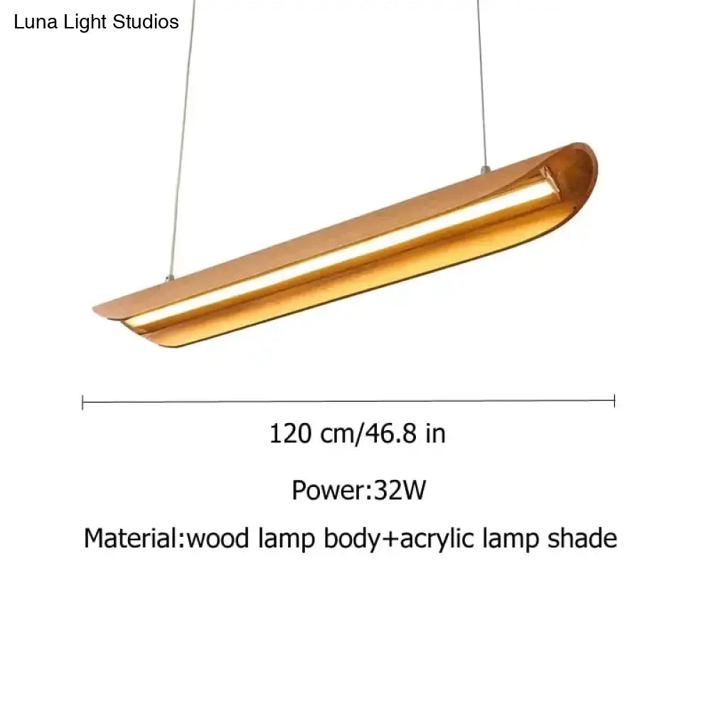 A sleek modern brushed gold kitchen island light with wooden body and acrylic shade for chandeliers kitchen island