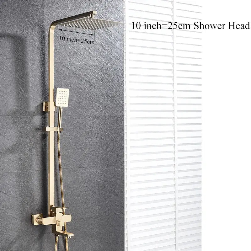 Modern brushed gold rectangular shower set with handheld spray and vertical rail by decorbites brushed gold for bathroom decor
