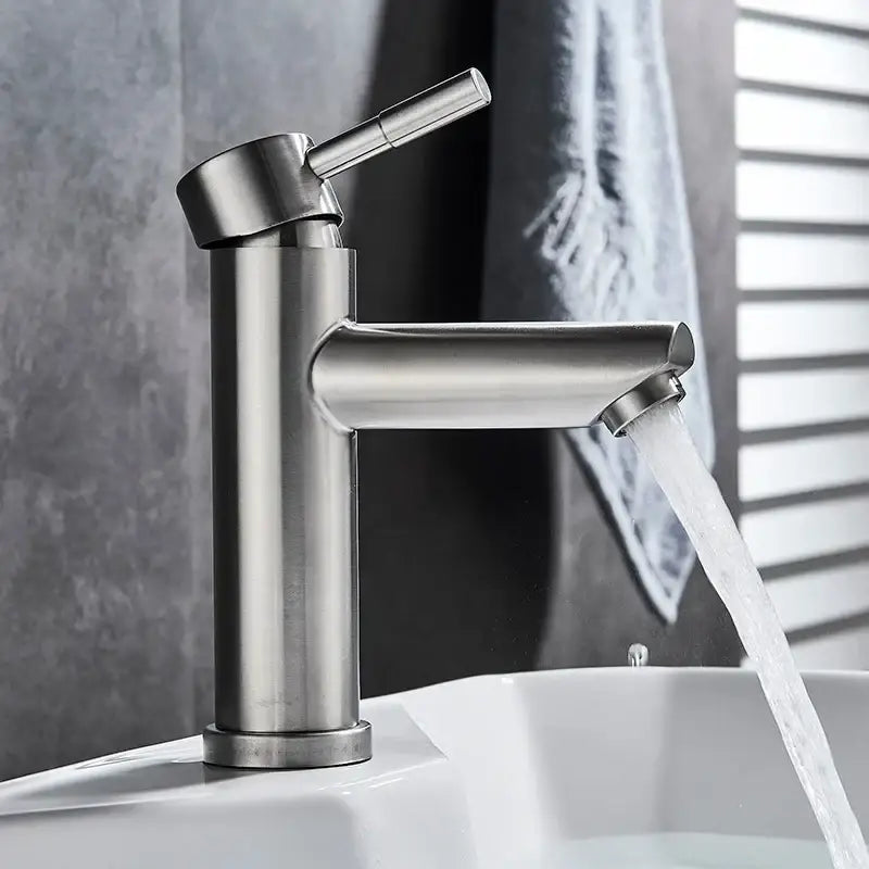 Modern brushed gold solid brass bathroom faucet single handle tap with sleek minimalist design by decorbites brushed gold