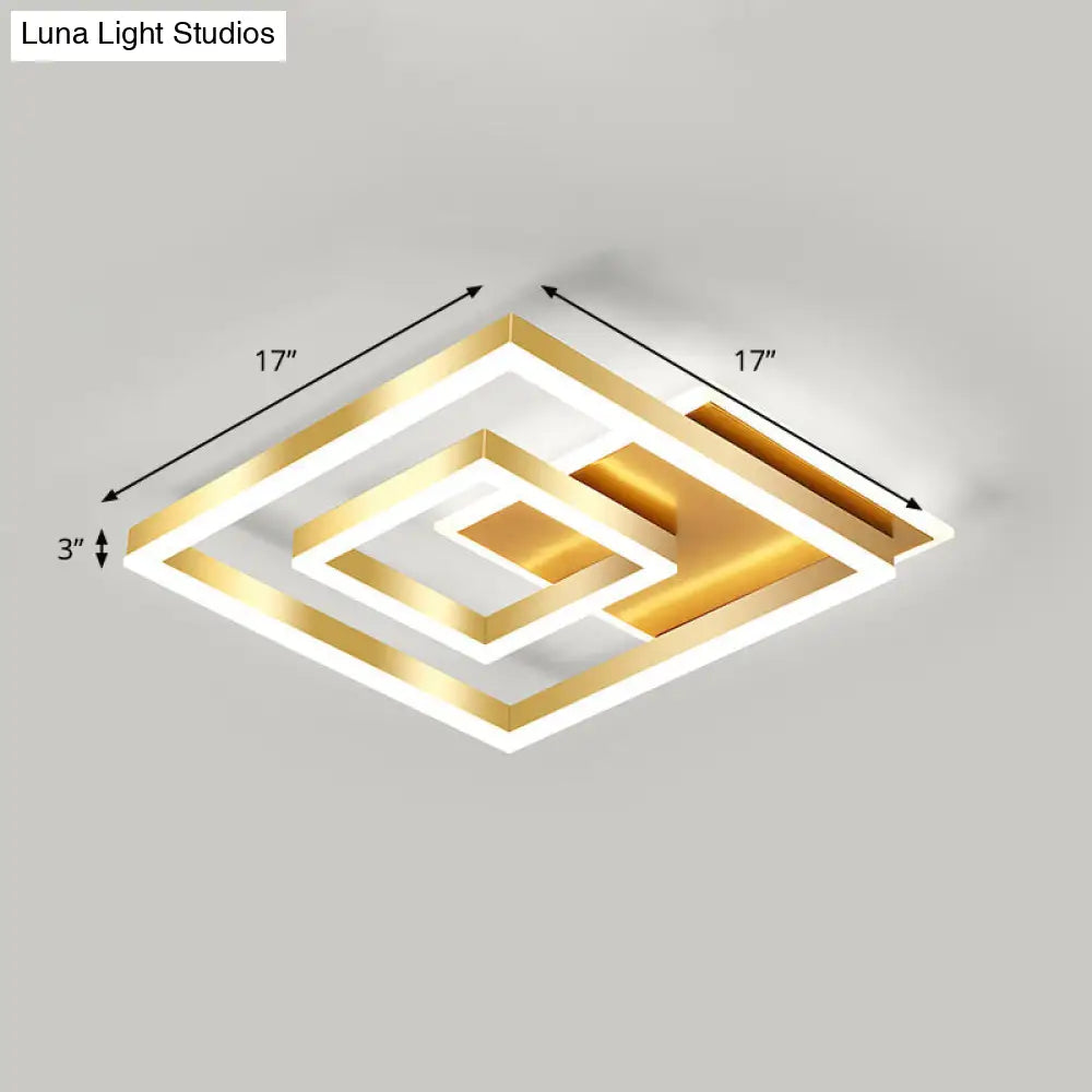 DecorBites™ DecorBites™ Modern Brushed Gold Square Acrylic LED Ceiling Light Fixture