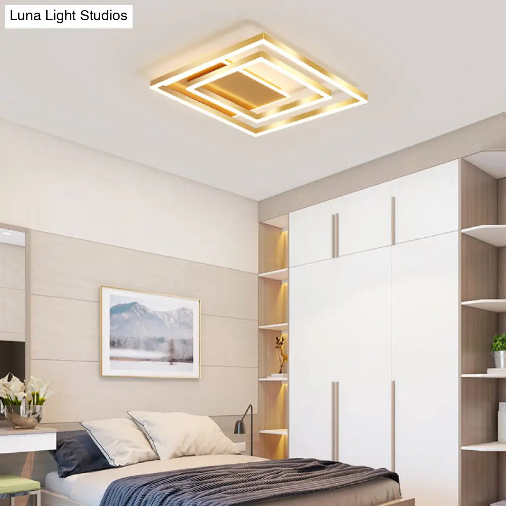 DecorBites™ DecorBites™ Modern Brushed Gold Square Acrylic LED Ceiling Light Fixture