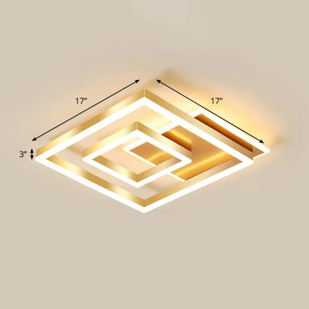 DecorBites™ DecorBites™ Modern Brushed Gold Square Acrylic LED Ceiling Light Fixture