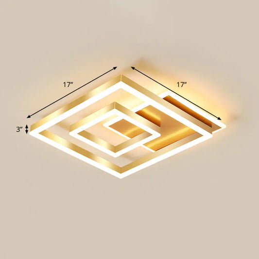 DecorBites™ DecorBites™ Modern Brushed Gold Square Acrylic LED Ceiling Light Fixture