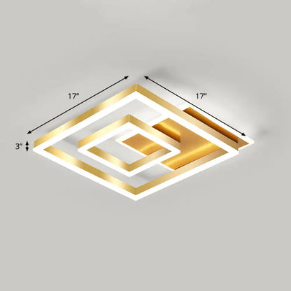 DecorBites™ DecorBites™ Modern Brushed Gold Square Acrylic LED Ceiling Light Fixture