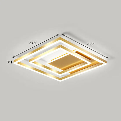 DecorBites™ DecorBites™ Modern Brushed Gold Square Acrylic LED Ceiling Light Fixture