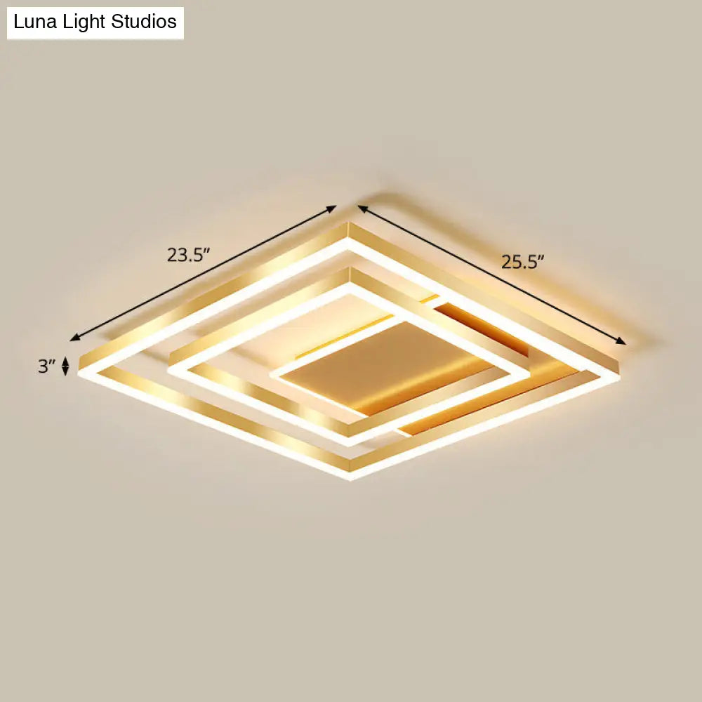 DecorBites™ DecorBites™ Modern Brushed Gold Square Acrylic LED Ceiling Light Fixture