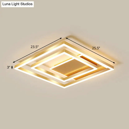 DecorBites™ DecorBites™ Modern Brushed Gold Square Acrylic LED Ceiling Light Fixture