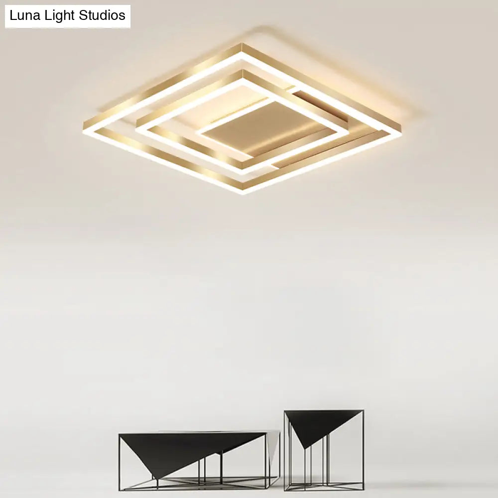 DecorBites™ DecorBites™ Modern Brushed Gold Square Acrylic LED Ceiling Light Fixture