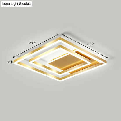 DecorBites™ DecorBites™ Modern Brushed Gold Square Acrylic LED Ceiling Light Fixture