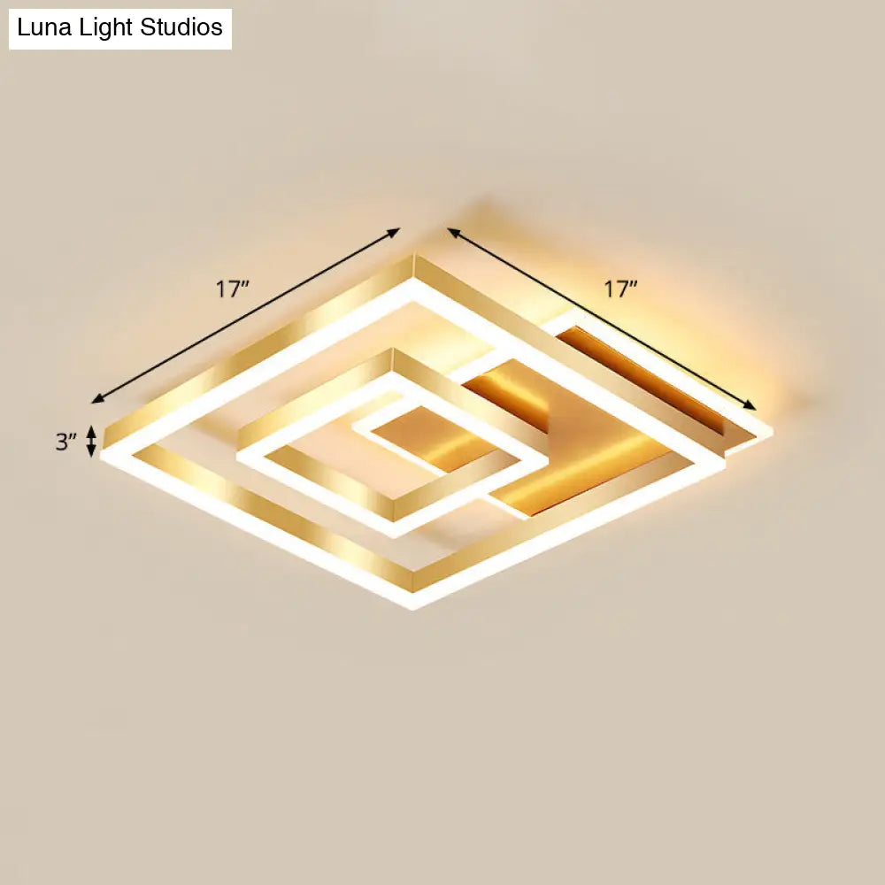 DecorBites™ DecorBites™ Modern Brushed Gold Square Acrylic LED Ceiling Light Fixture