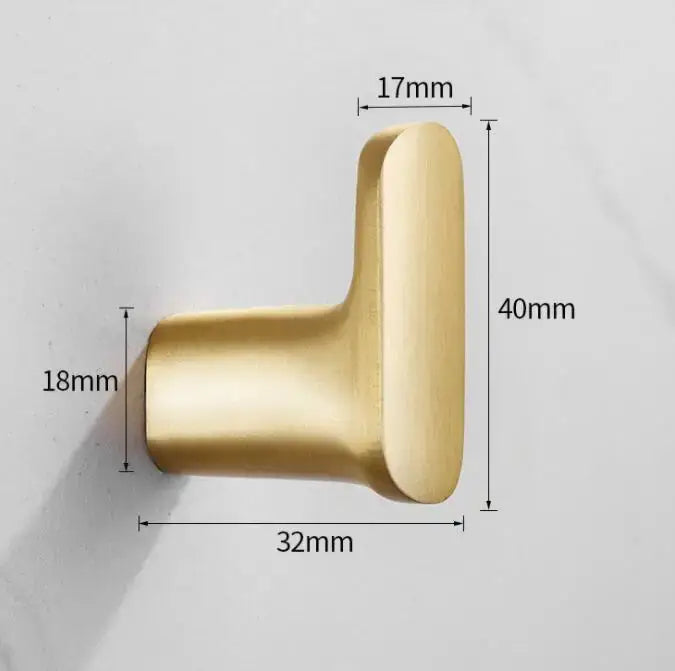 Modern brushed gold stainless steel robe hook with l-shaped design and dimensions 40mm height 32mm width