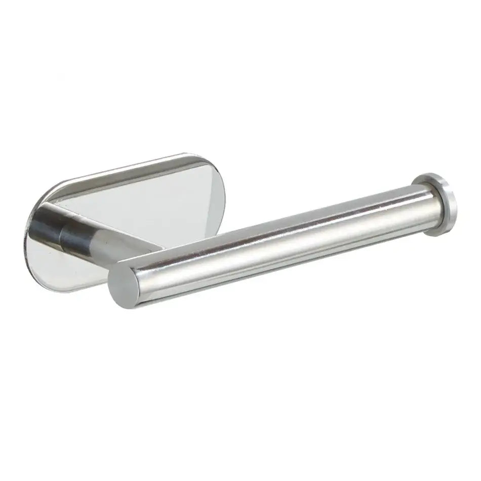 Shiny chrome finished toilet paper holder with sleek modern design for kitchen and bathroom tissue holder in stainless steel