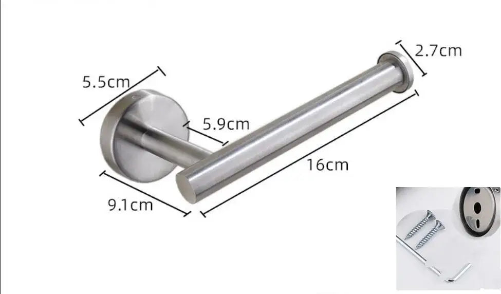 Modern brushed gold stainless steel toilet paper holder with sleek cylindrical design and polished finish for kitchen rack