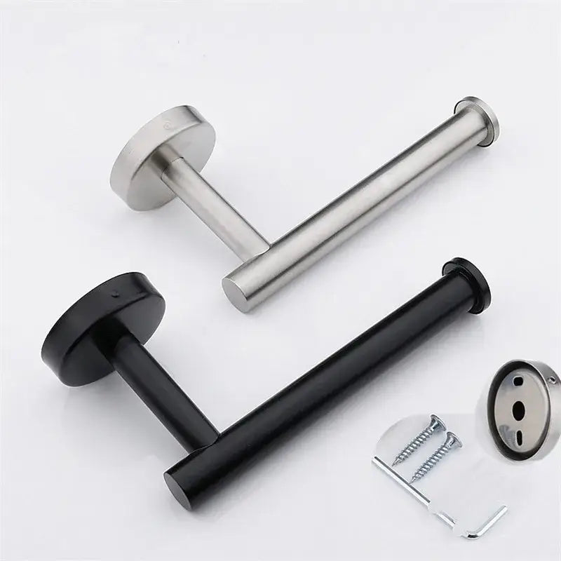 Modern brushed gold stainless steel toilet paper holder with stainless steel and black matte finish paper holders and hardware