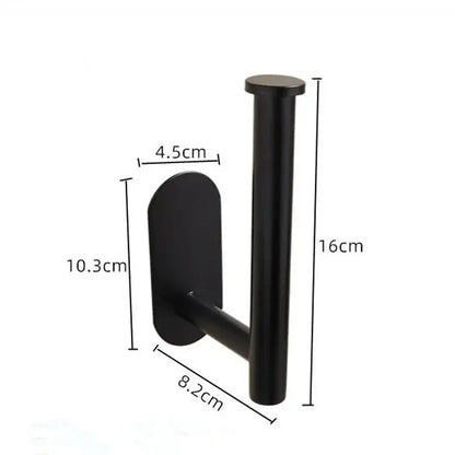 Black matte metal wall-mounted paper holder with modern design for kitchen or toilet paper storage