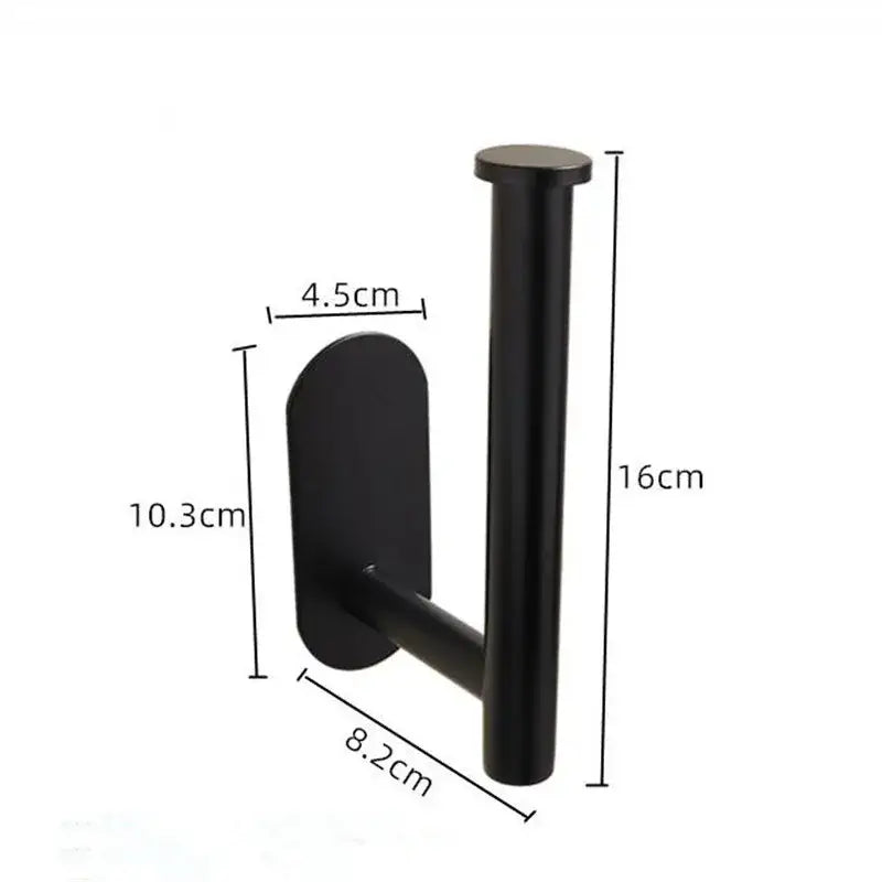 Black matte metal wall-mounted paper holder with modern design for kitchen or toilet paper storage