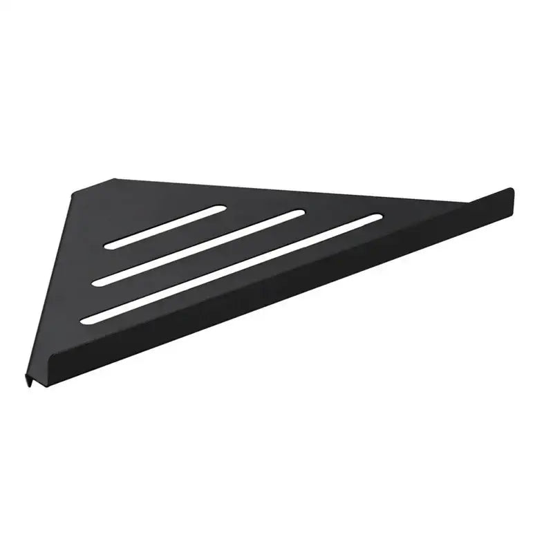 Black triangular stainless steel shower caddy with three slits for modern brushed gold shower storage