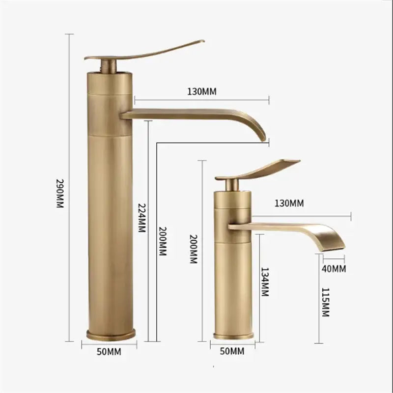 Modern brass-finished basin mixer with sleek cylindrical body and curved spout for decorbites bronze bathroom sink use