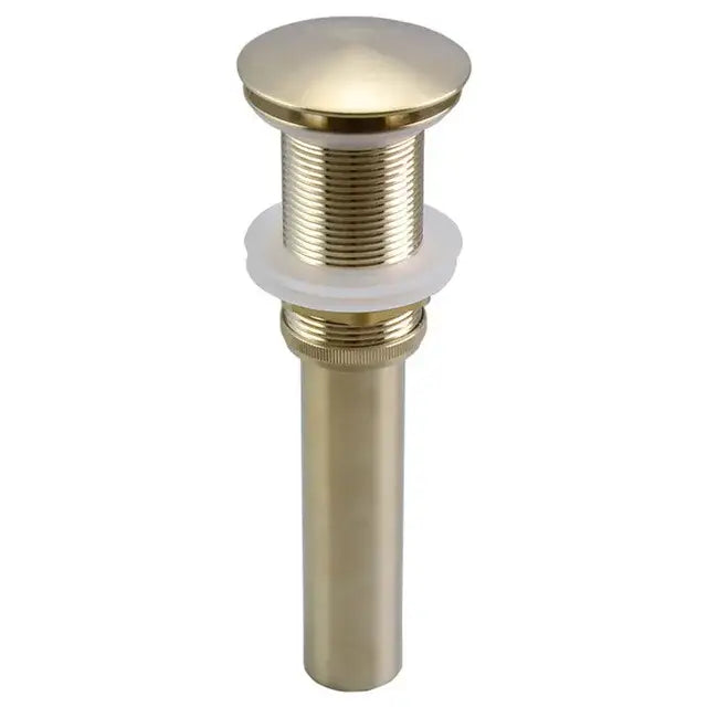 Brass-finished bathroom sink drain with rounded top and threaded body for decorbites brushed gold faucet swivel sink use