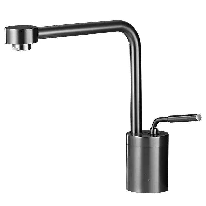 Modern matte black kitchen faucet with sleek minimalist design and brushed metal finish for faucet swivel sink use