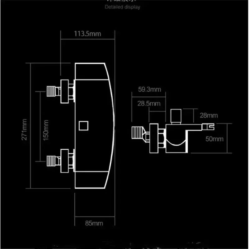 Black curved showerhead with two threaded mounting fixtures and rectangular faceplate from modern brushed gold shower faucet set
