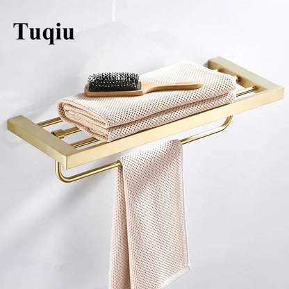 Gold-colored metal bathroom towel rack with sleek modern design from decorbites bath set bathroom accessories