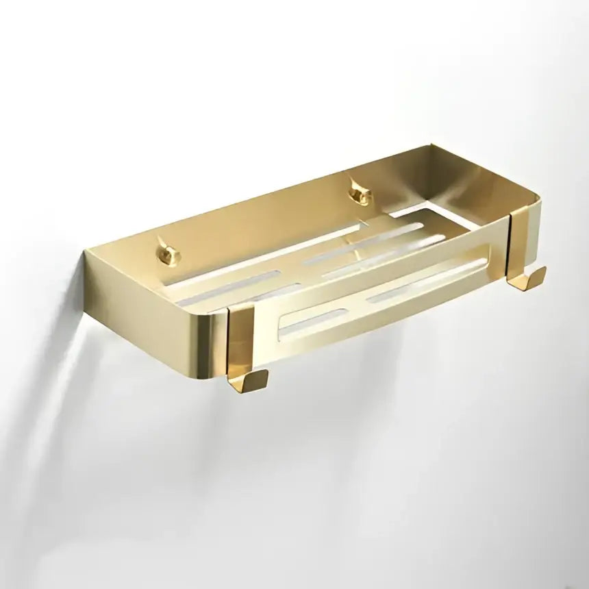 Modern brushed matt gold decorbites bath set metal wall-mounted soap dish with integrated hooks for bathroom accessories