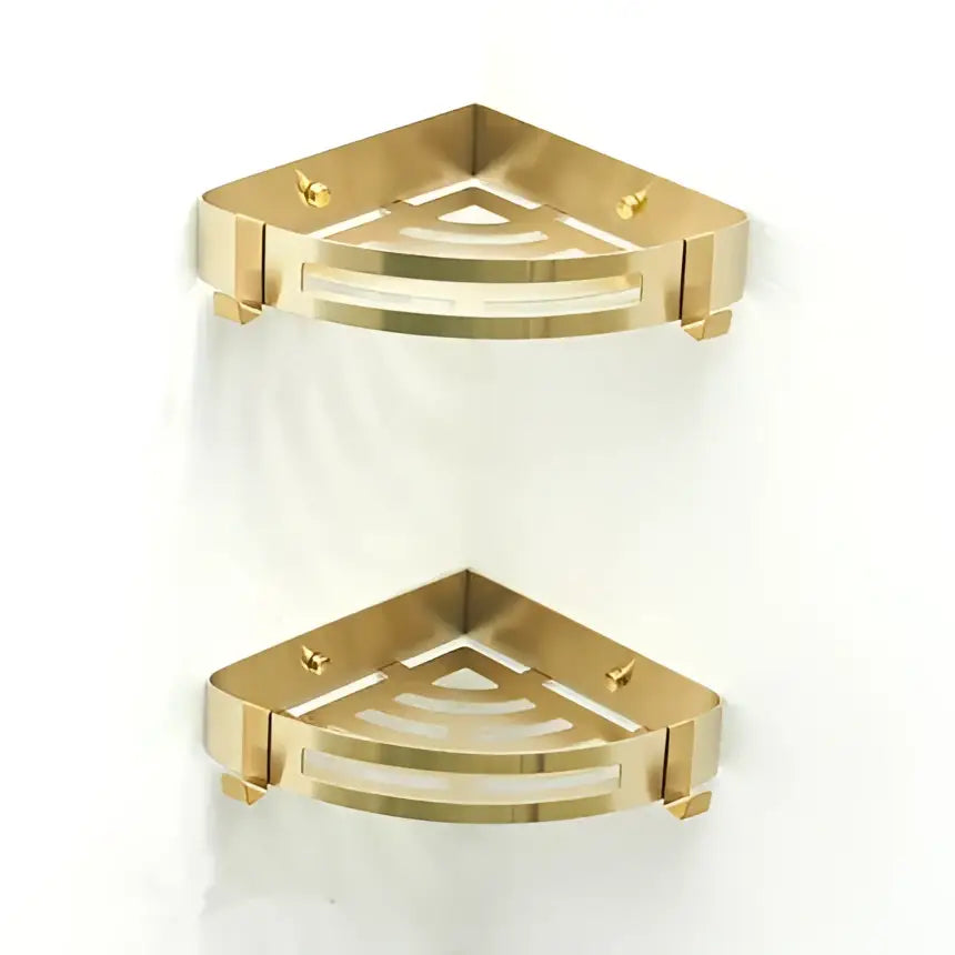 Modern brushed matt gold decorbites bath set triangular corner shelf with sleek design and brushed metal finish