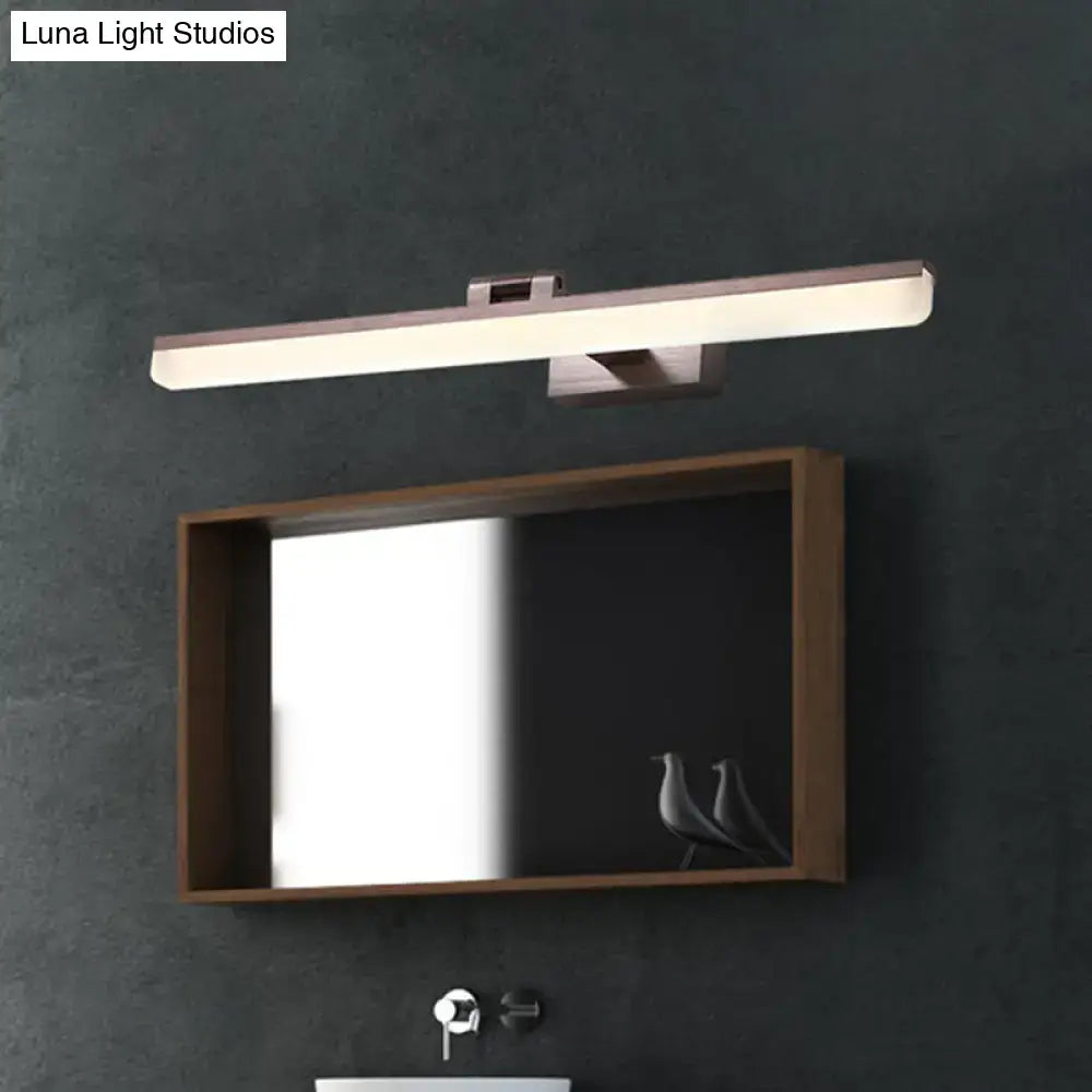 Modern brushed metal vanity sconce with rectangular led light type and sleek metallic finish 110v-120v bathroom fixture