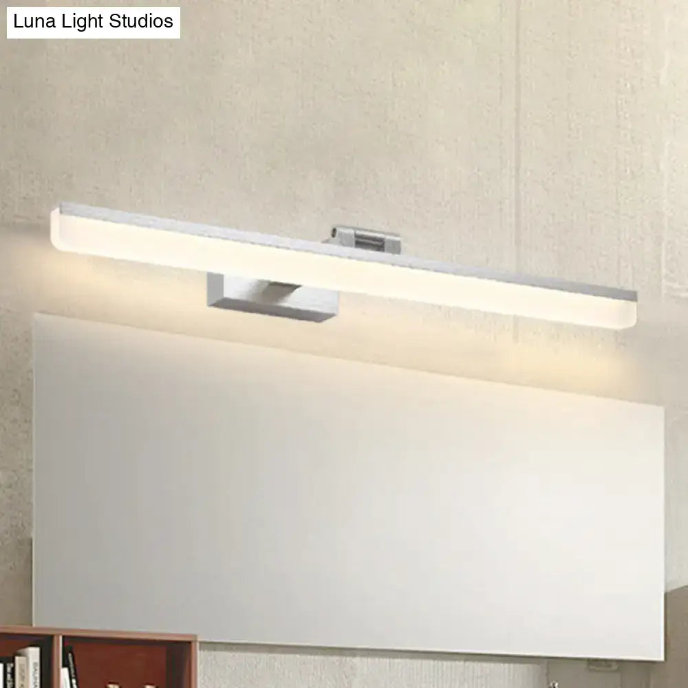 Modern brushed metal vanity sconce with silver finish led light type and soft white illumination 110v-120v bathroom light