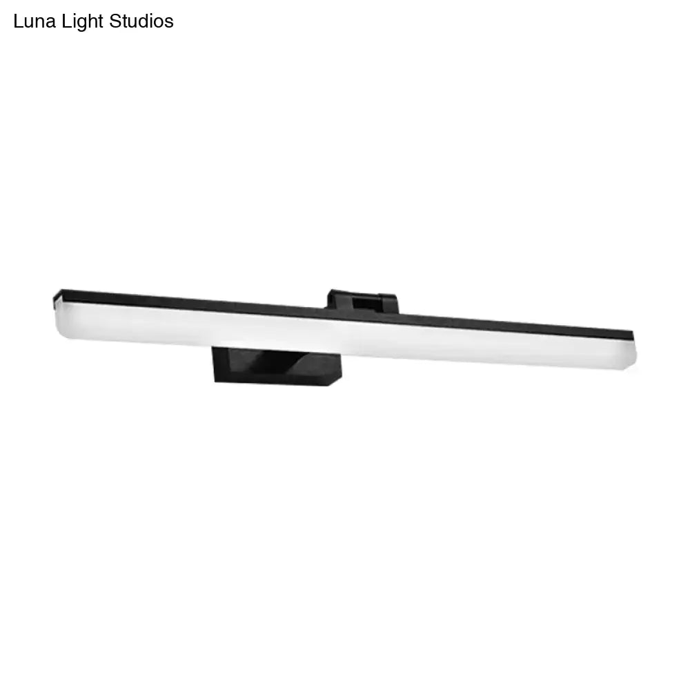 Modern black-framed brushed metal led vanity sconce with frosted glass diffuser 110v-120v bathroom light type