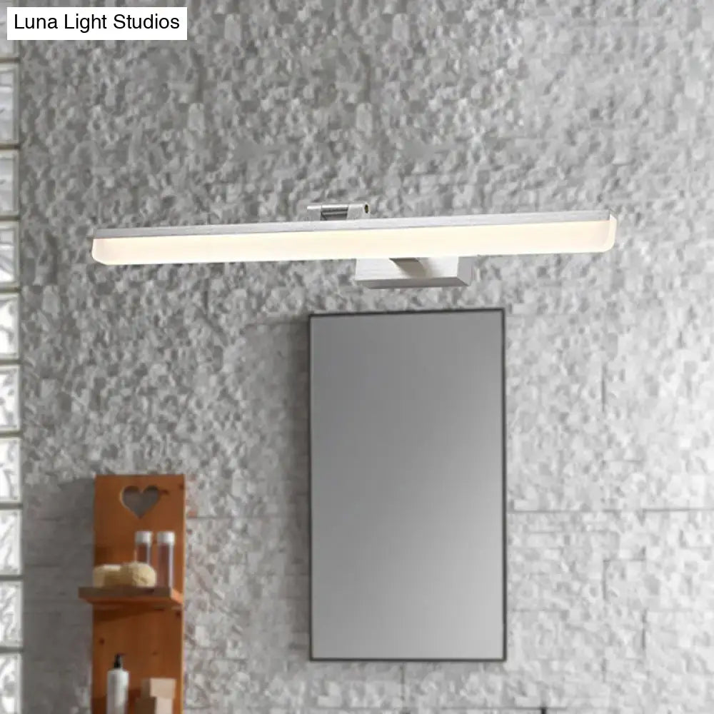 Modern brushed metal white led vanity sconce bathroom light with sleek minimalist design and metallic bracket 110v-120v