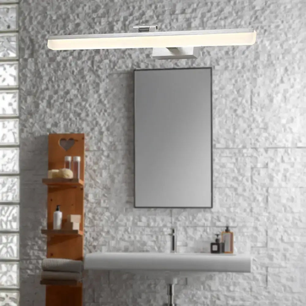 Modern brushed metal white rectangular vanity sconce led bathroom light fixture 110v-120v mounted above sink mirror
