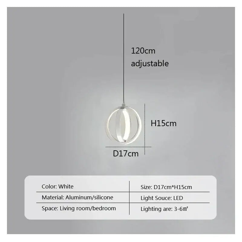Modern white spherical pendant light with aluminum and silicone featuring led bulb for decorbites led bedside use