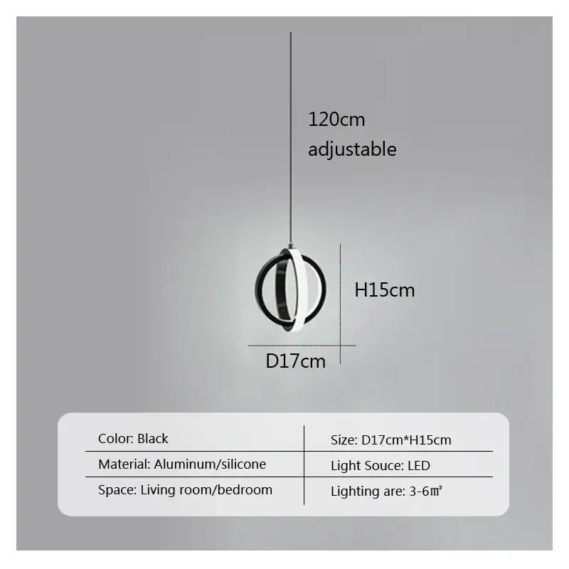 Modern brushed metal and white led bedside pendant light with black aluminum and silicone decorbites led bedside light