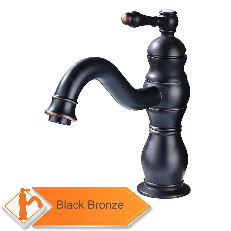 Black bronze basin faucet with classic curved spout and ornate handle for modern brushed nickel long spout bathroom mixer