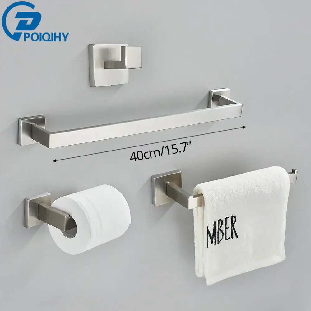 Stainless steel bathroom wall mount towel rack with brushed finish from modern brushed nickel bathroom hardware set
