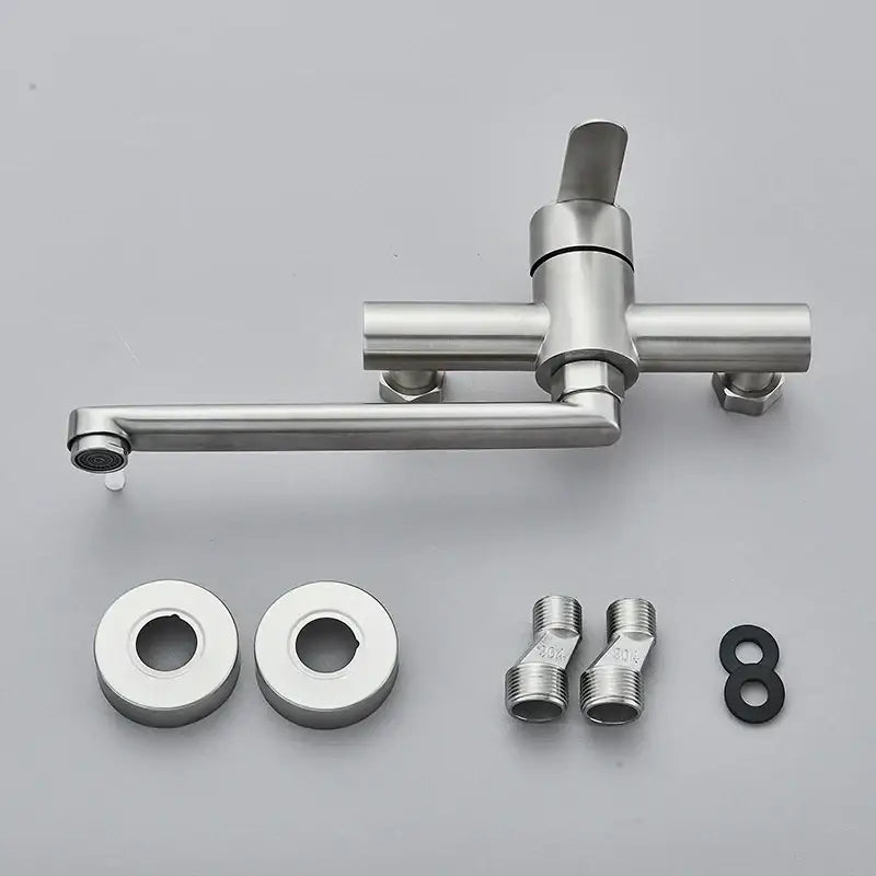 Modern brushed nickel kitchen faucet wall-mounted single lever mixer with sleek stainless steel design by decorbites brushed nickel