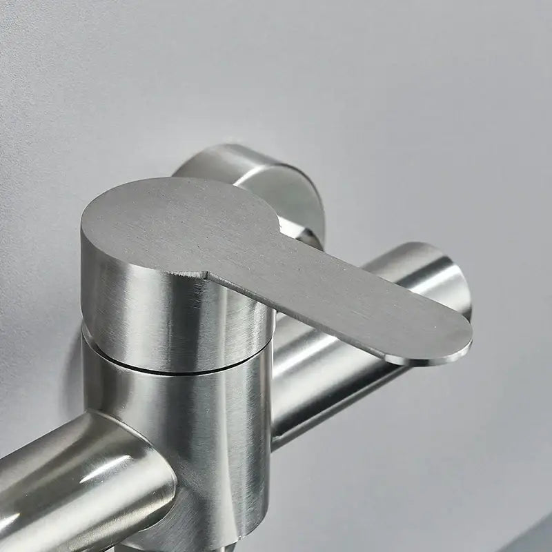 Modern brushed nickel kitchen faucet wall mounted single lever mixer with sleek brushed nickel decorbites design