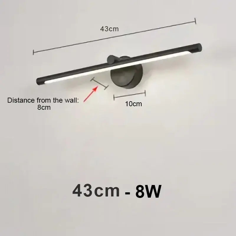 Black minimalist led wall lamp with sleek rectangular design 8w power modern brushed nickel led wall lamp bathroom light