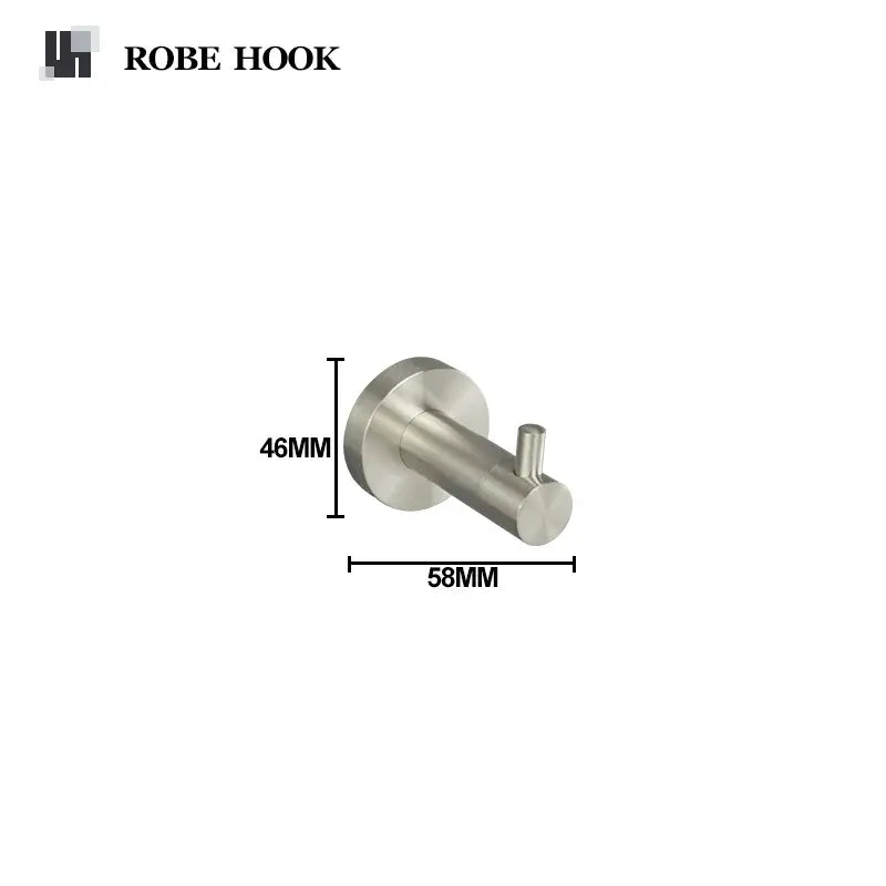 Stainless steel robe hook with polished finish in modern brushed nickel hardware set for bathroom towel bar